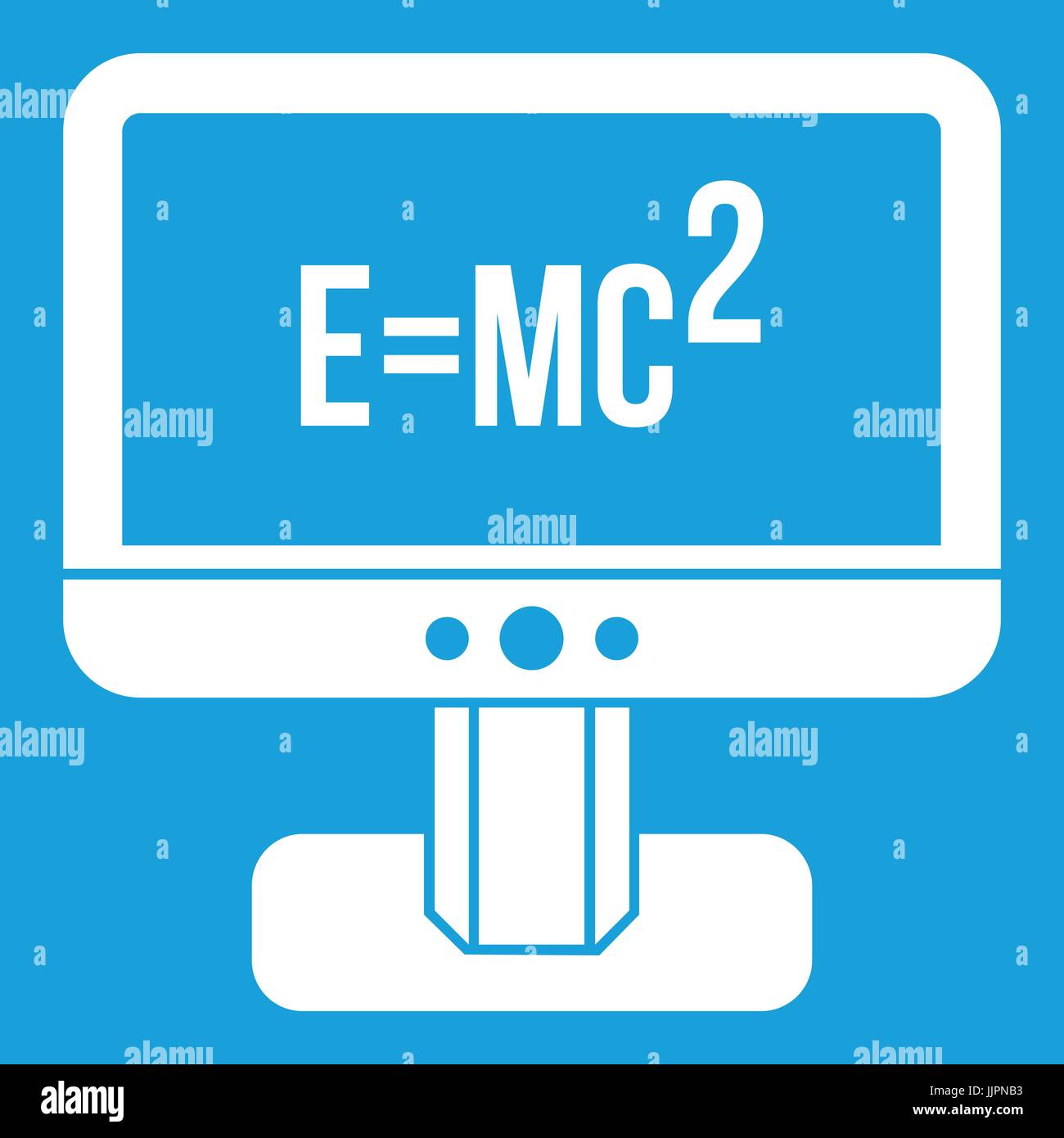 Monitor with Einstein formula icon white Stock Vector