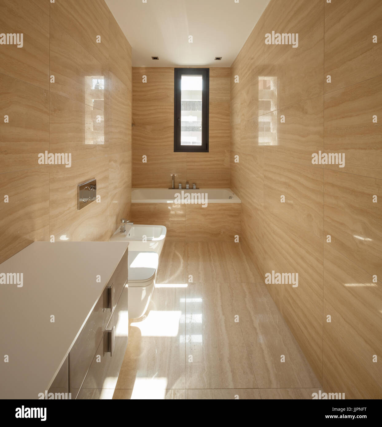 Beige marble bathroom Stock Photo Alamy