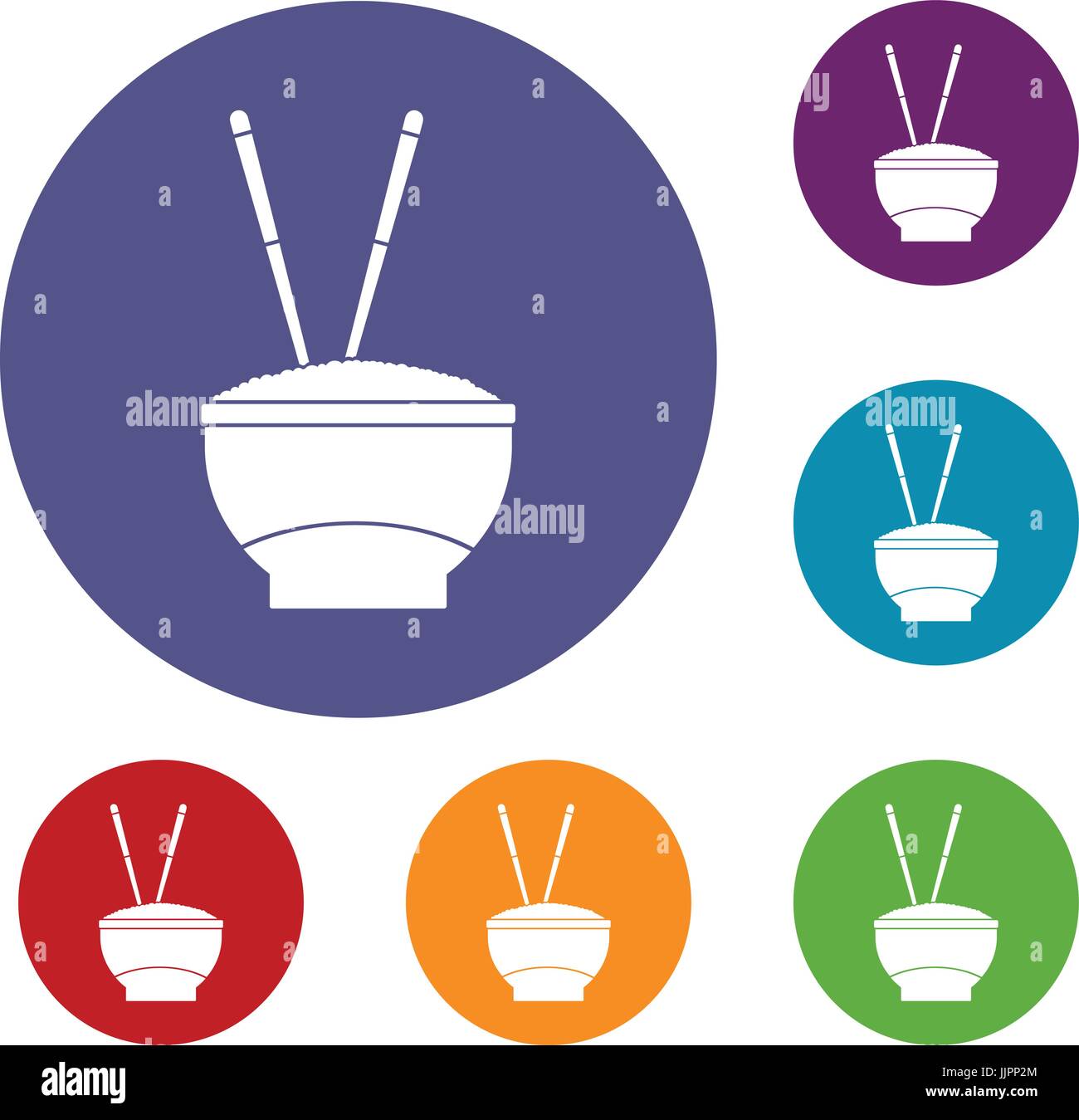 Bowl of rice with chopsticks icons set Stock Vector Image & Art - Alamy