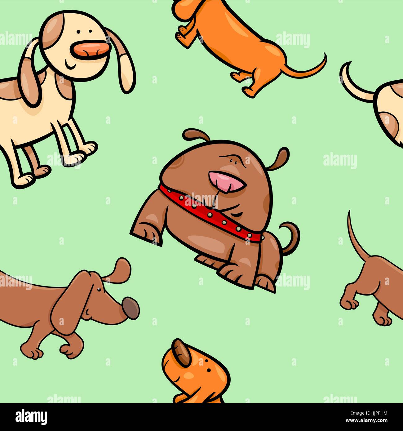 Cartoon Illustration Of Dogs Animal Characters Wallpaper Or Seamless