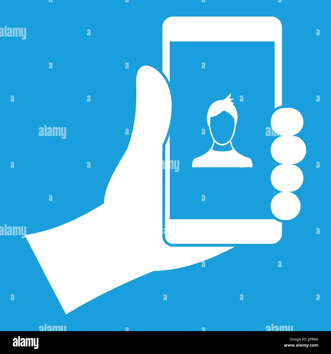 Hand holding smartphone with photo icon white Stock Vector Image & Art ...