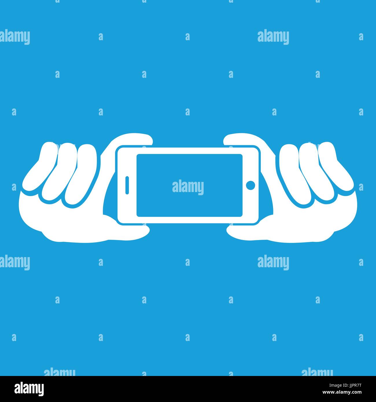 Two hands holding mobile phone icon white Stock Vector Image & Art - Alamy
