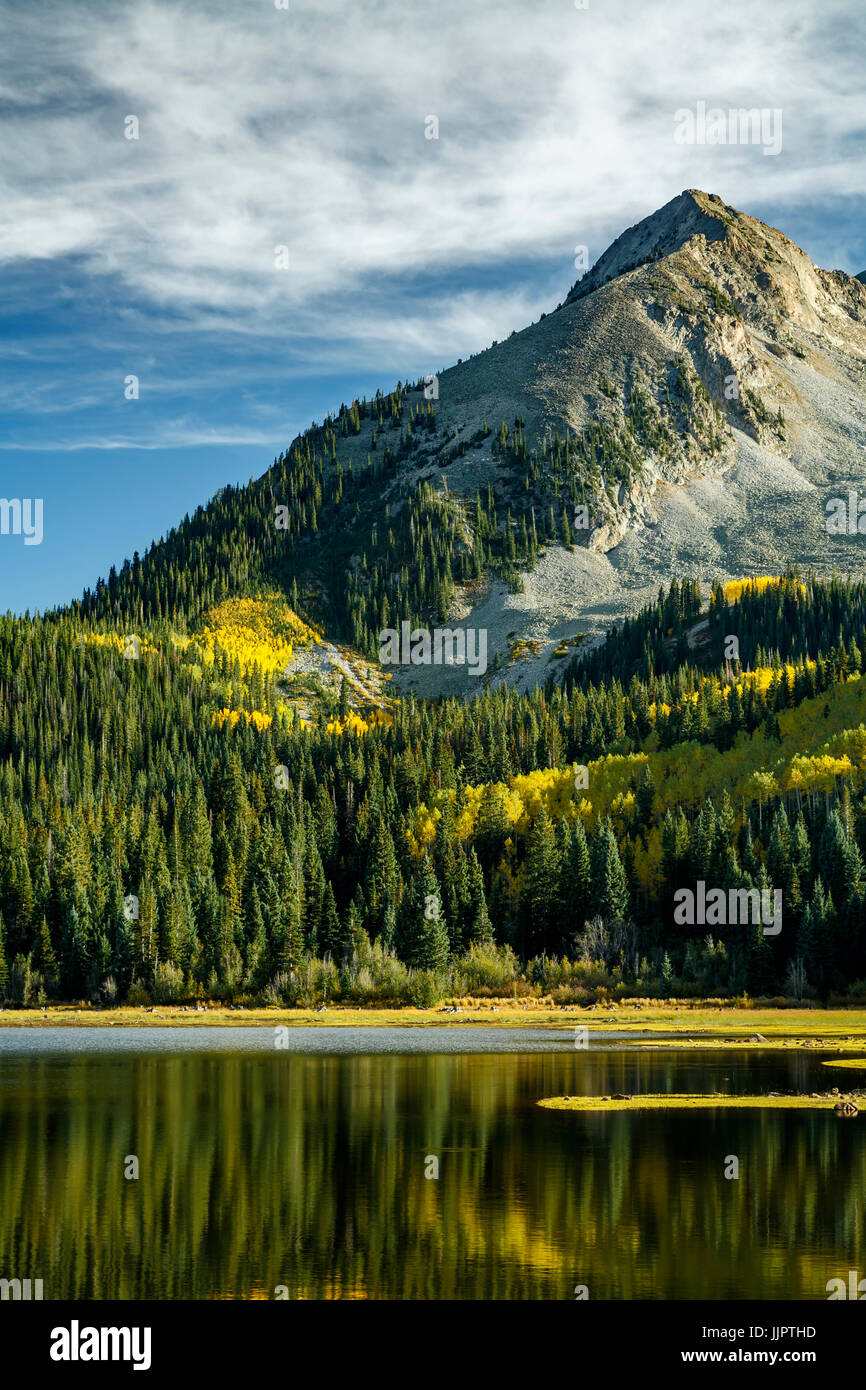 Portion of East Beckwith Mountain (12432 ft.) and Lost Lake Slough, Gunnison National Forest, Colorado USA Stock Photo