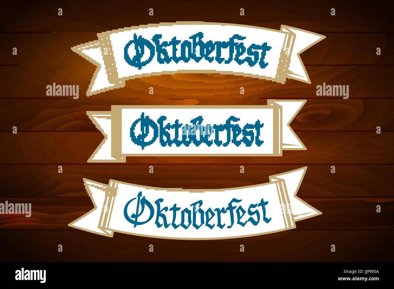 Oktoberfest banner on old wooden texture vector art Stock Vector Image ...