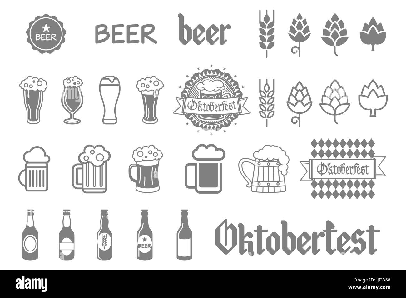 Simple set of beer related vector icons for your design art Stock Vector