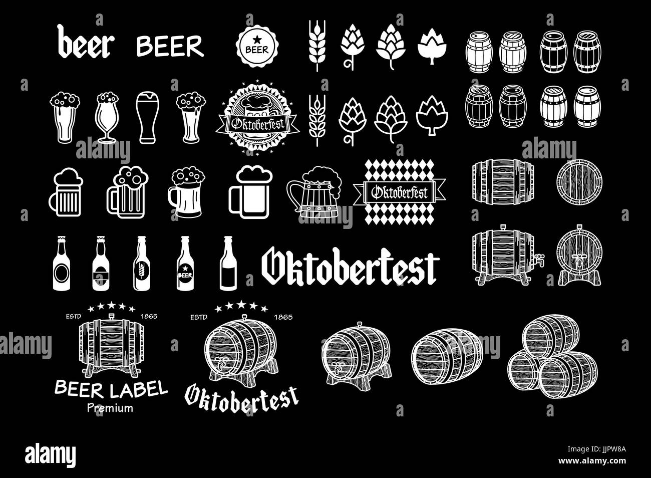 Vintage craft beer brewery emblems, labels and design elements vector ...
