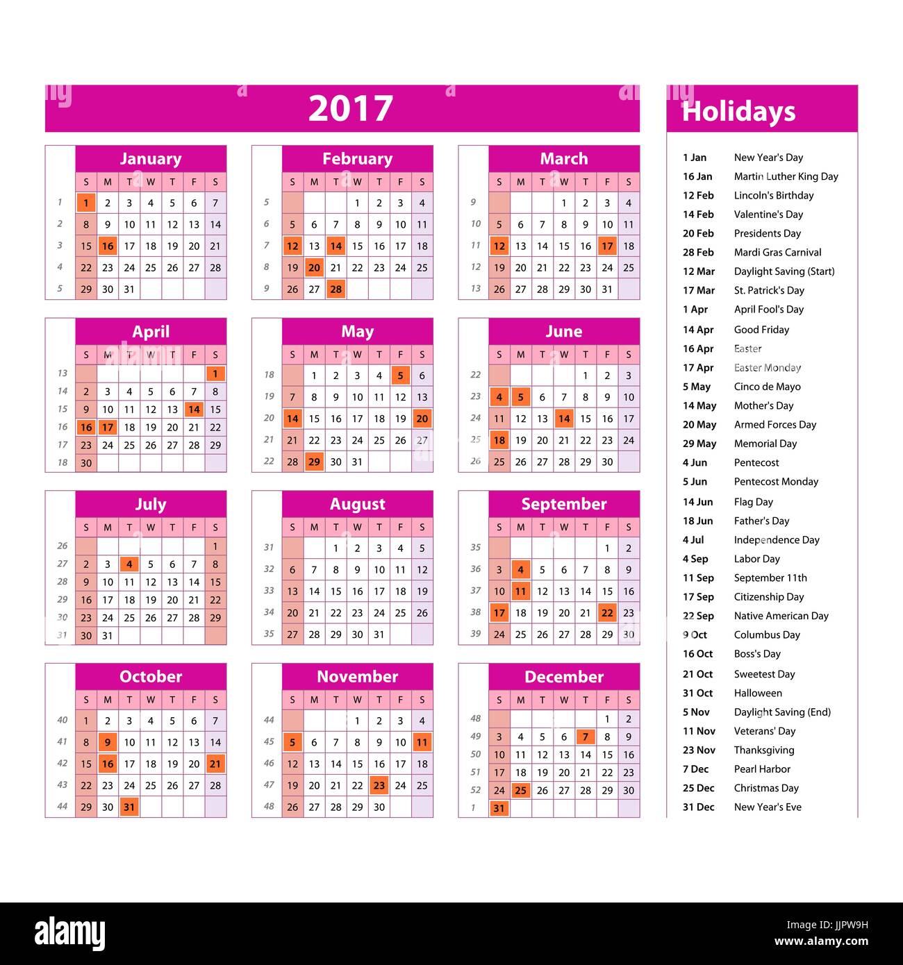 Official calendar stock vector images alamy