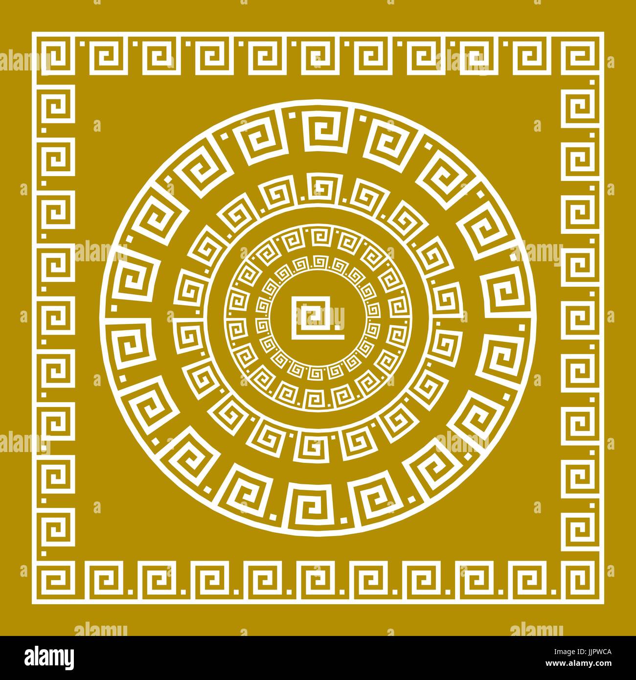 Vector set Traditional vintage golden square and round Greek ornament ...