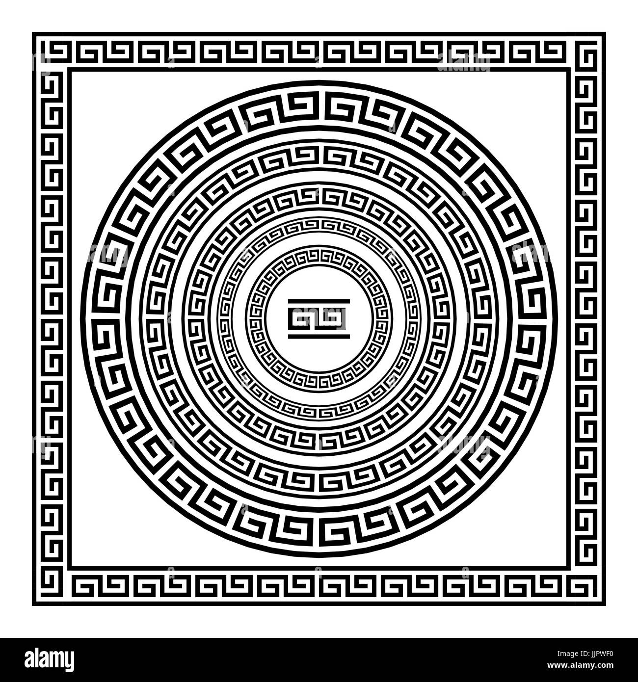 Greek traditional meander border set. Vector antique frame pack. Decoration  element patterns in black and white colors. Ethnic collections. Vector ill  Stock Vector Image & Art - Alamy
