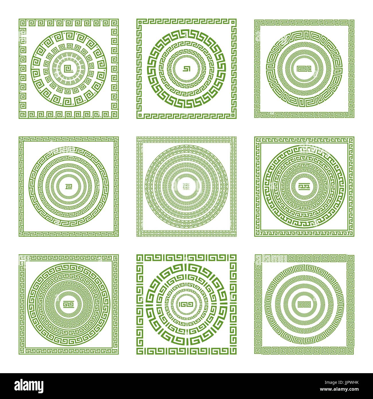 running meander, decorative meander border, examples with different