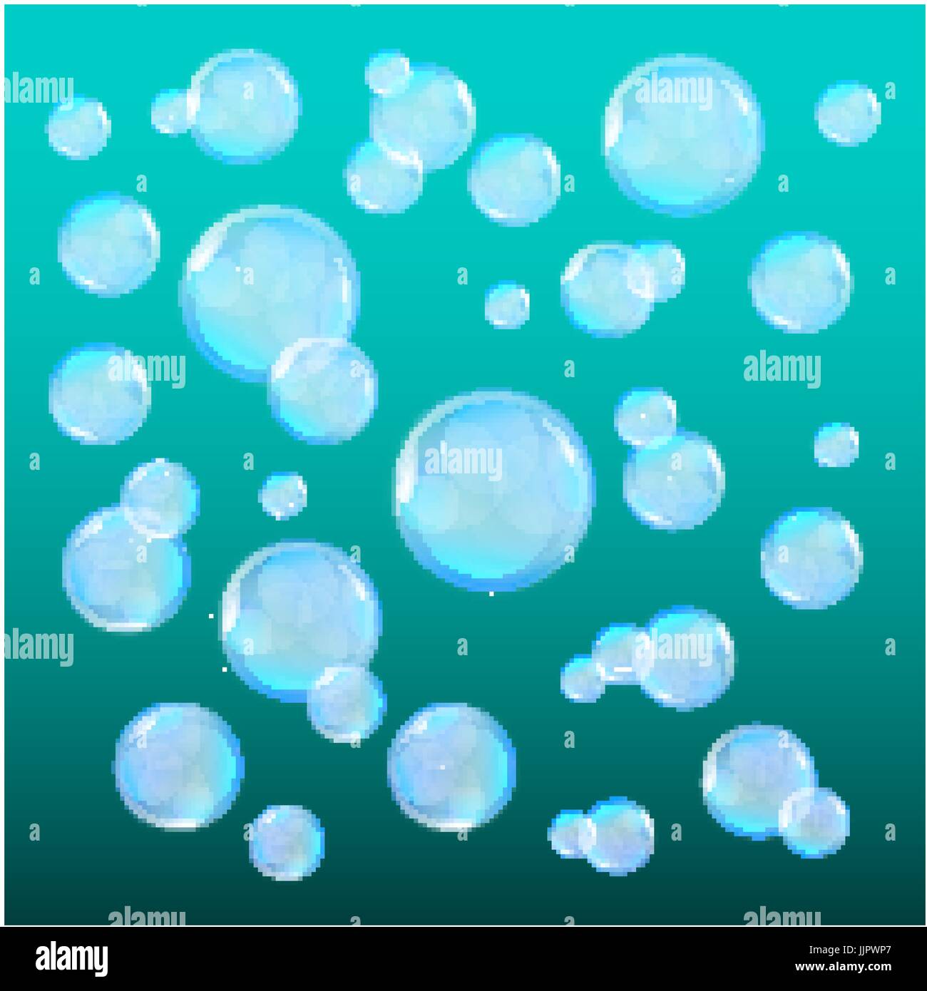 Bubbles in water on blue background horizontal seamless pattern. Circle ...
