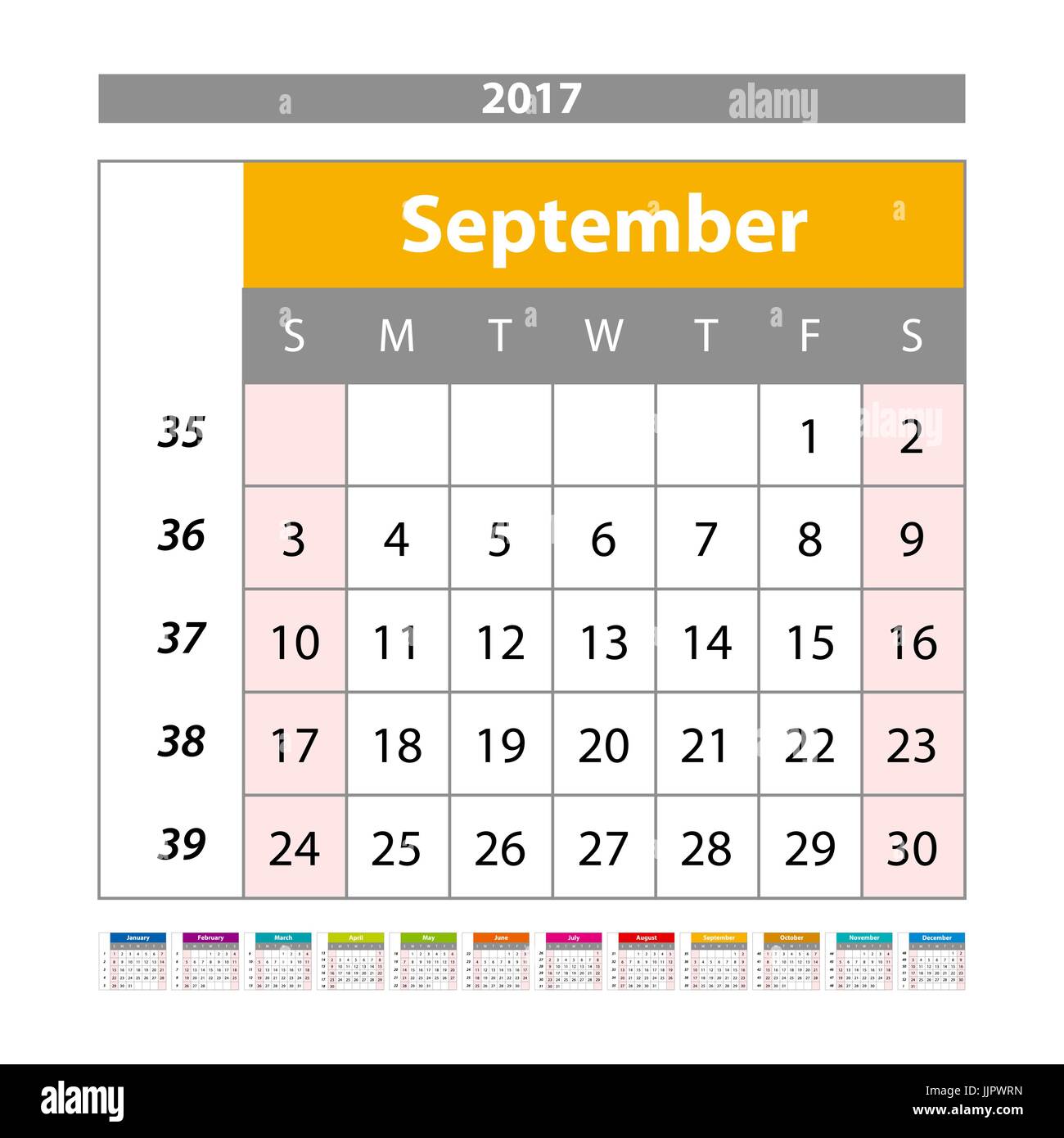 Table Calendar Template 2017