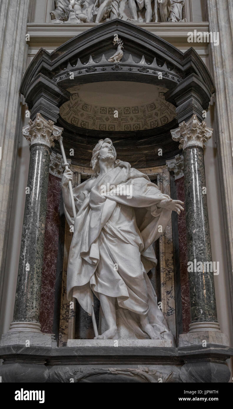Marble statue disciple of Jesus the Apostle of St. James the Greater by Rusconi in Basilica di San Giovanni in Laterano (St. John Lateran basilica) in Stock Photo