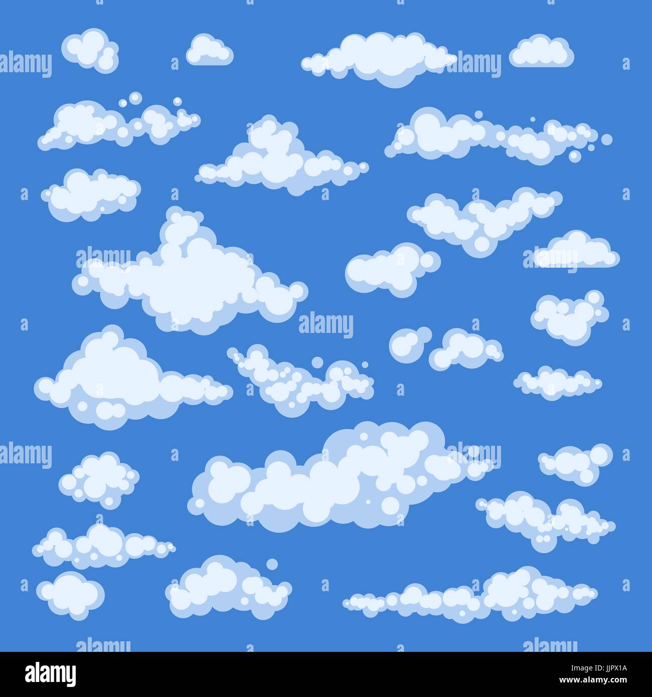 Set of blue sky, clouds. icon shape. different. Collection label ...