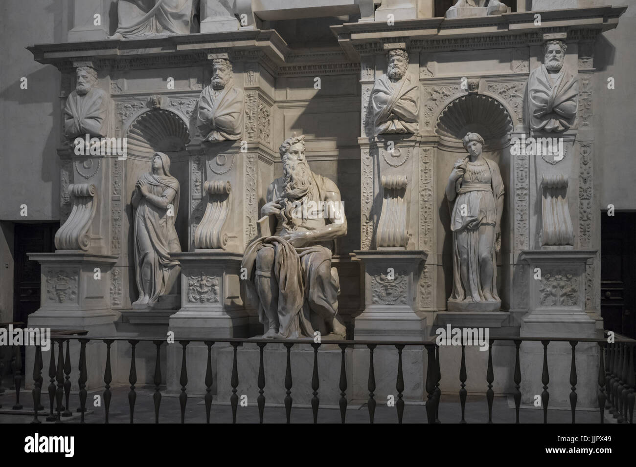 The statue of Moses sculpted by Michelangelo in the San Pietro in