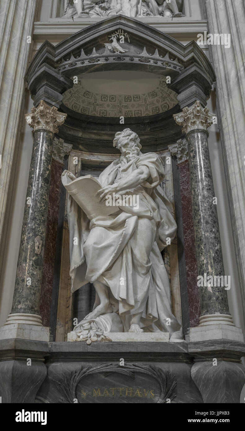 The statue of St. Matthew by Rusconi in the Archbasilica St.John Lateran, San Giovanni in Laterano, in Rome. Rome, Italy, June 2017 Stock Photo