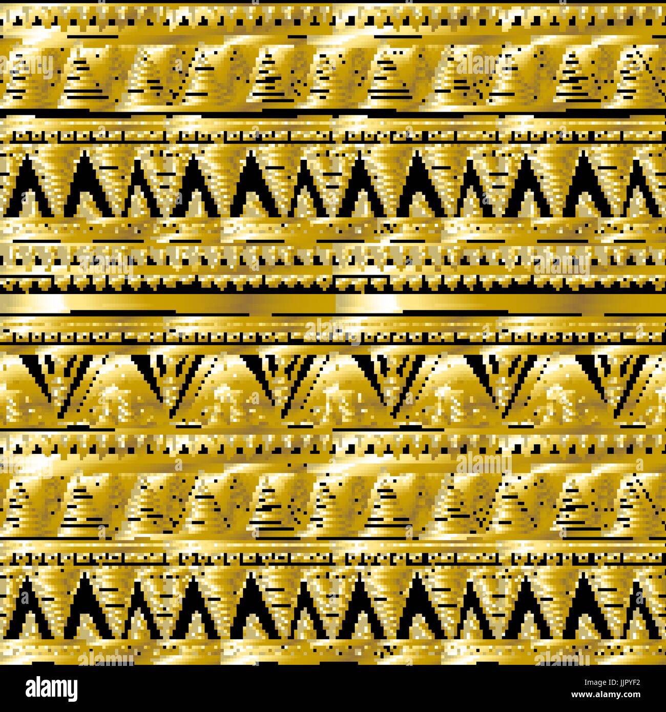 Gold glittering zigzag wave backgrouns. black vector Ethnic seamless ...