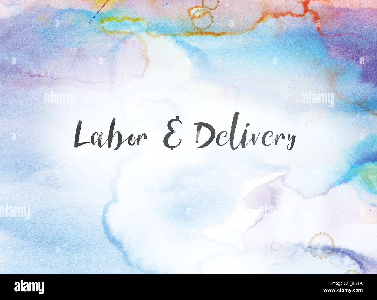 The words Labor and Delivery concept and theme written in black ink on ...