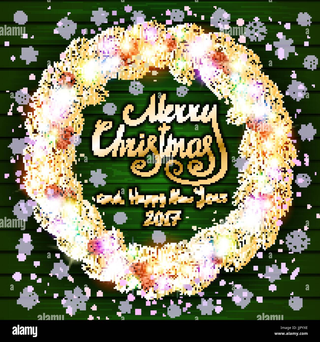 Vector glittery lights green abstract Christmas background Stock Vector