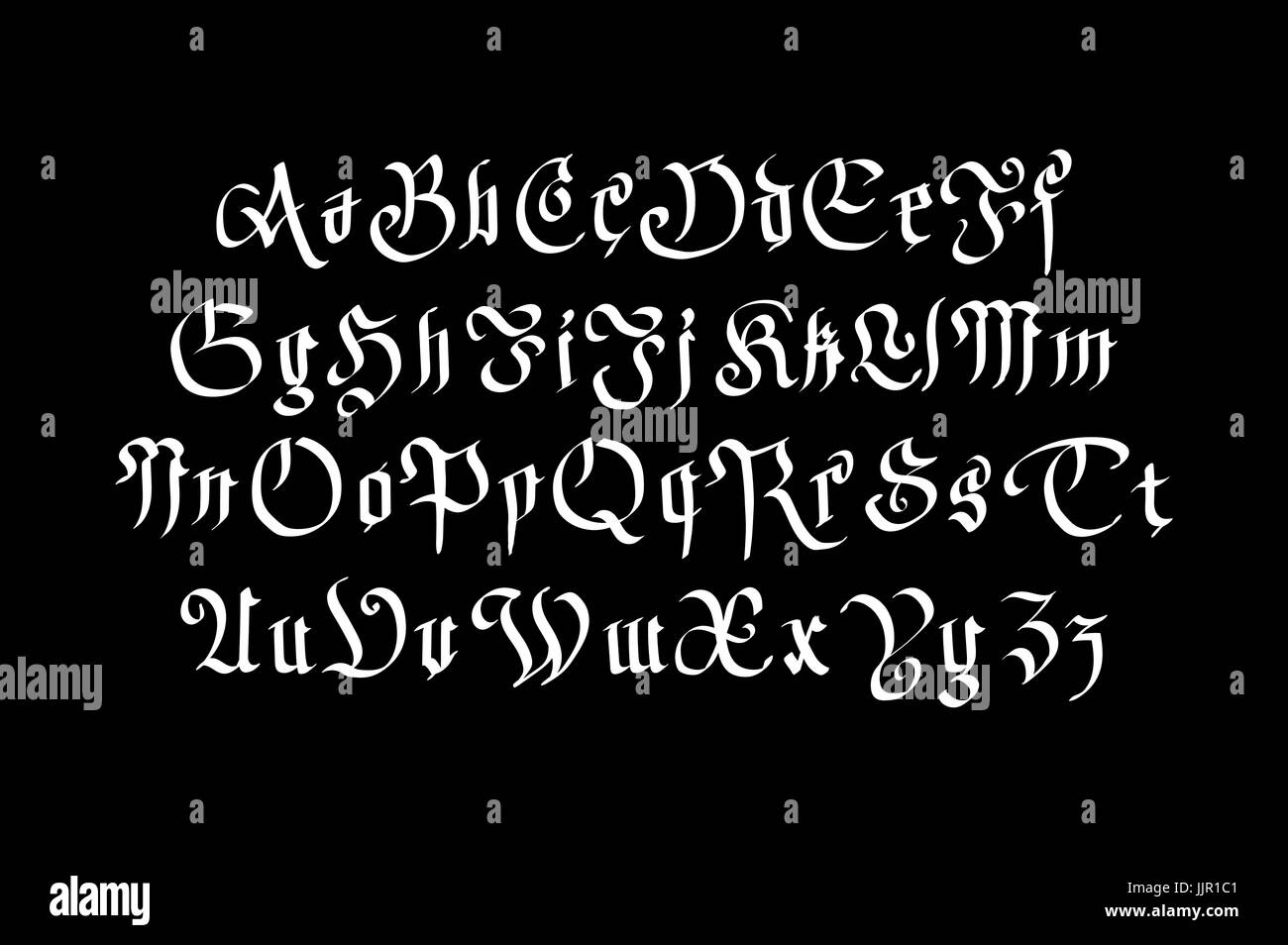 Fantasy Gothic Font. Retro vintage alphabet. Custom type letters on dark  background. Stock vector typography art Stock Vector Image & Art - Alamy
