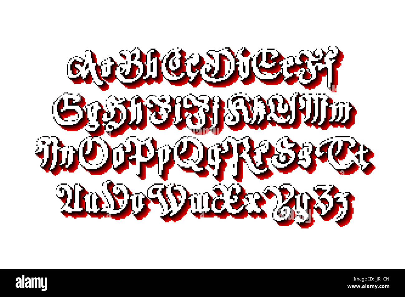 Blackletter gothic script hand-drawn font art vector Stock Vector