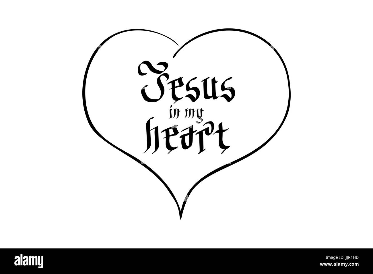 Bible lettering. Christian art. Jesus in my heart Stock Vector Image