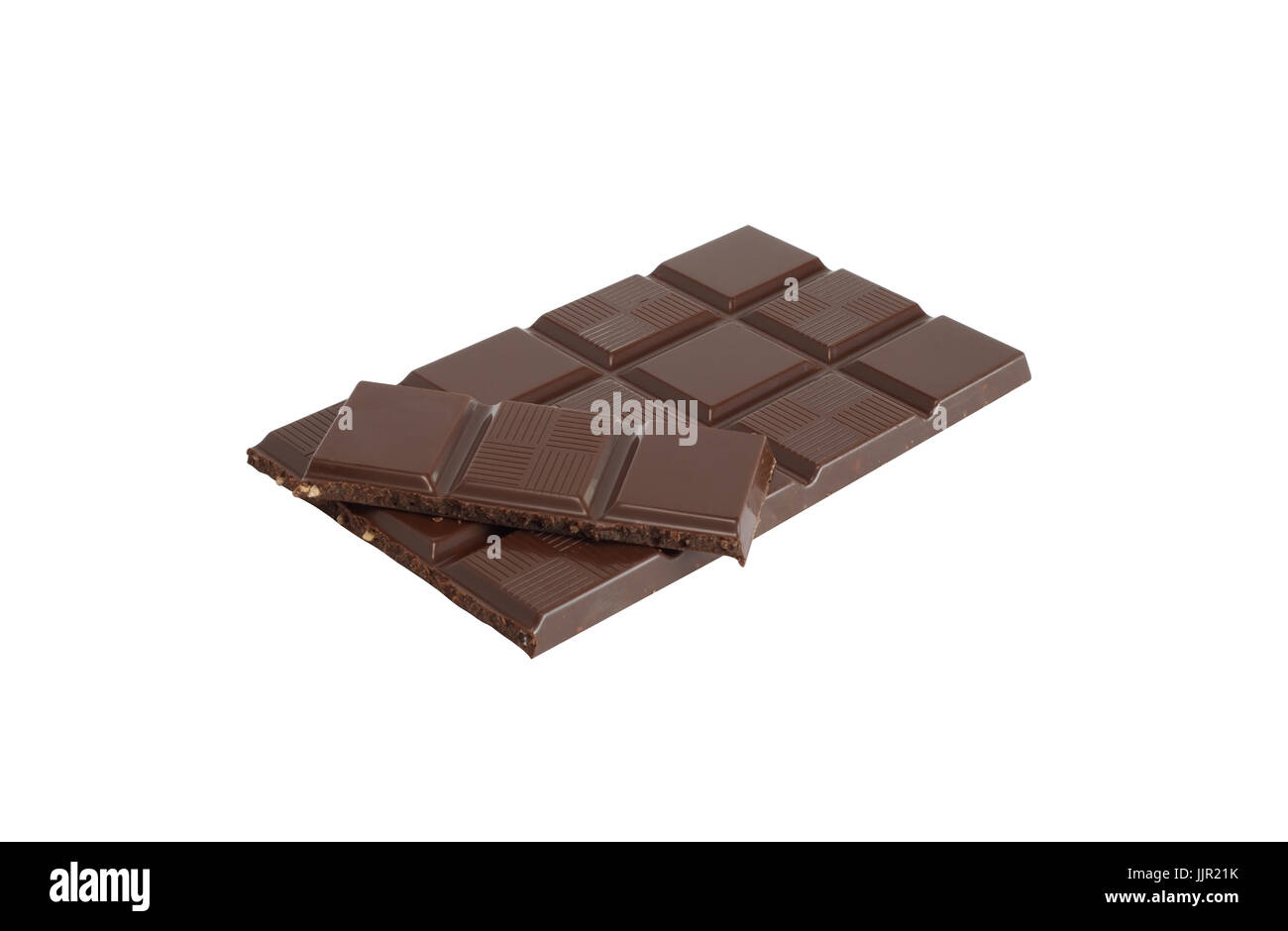 Bar of chocolate with nuts isolated on white background with clipping path Stock Photo