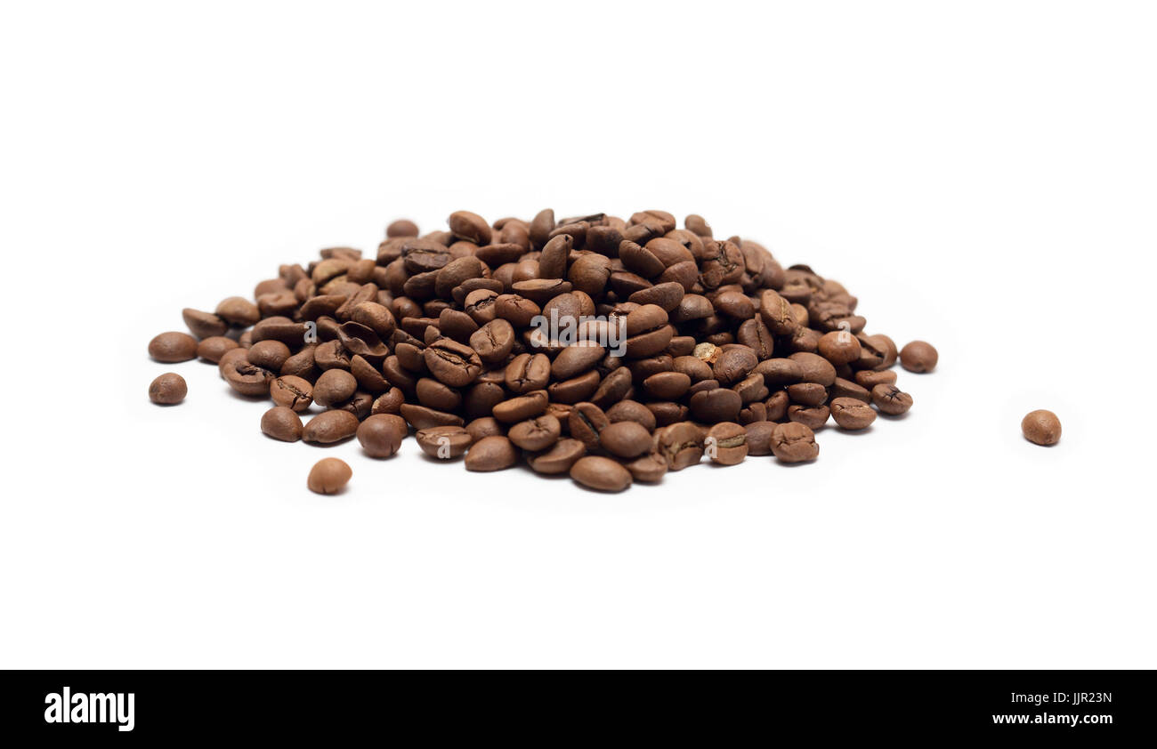 Heap of coffee beans on white background Stock Photo