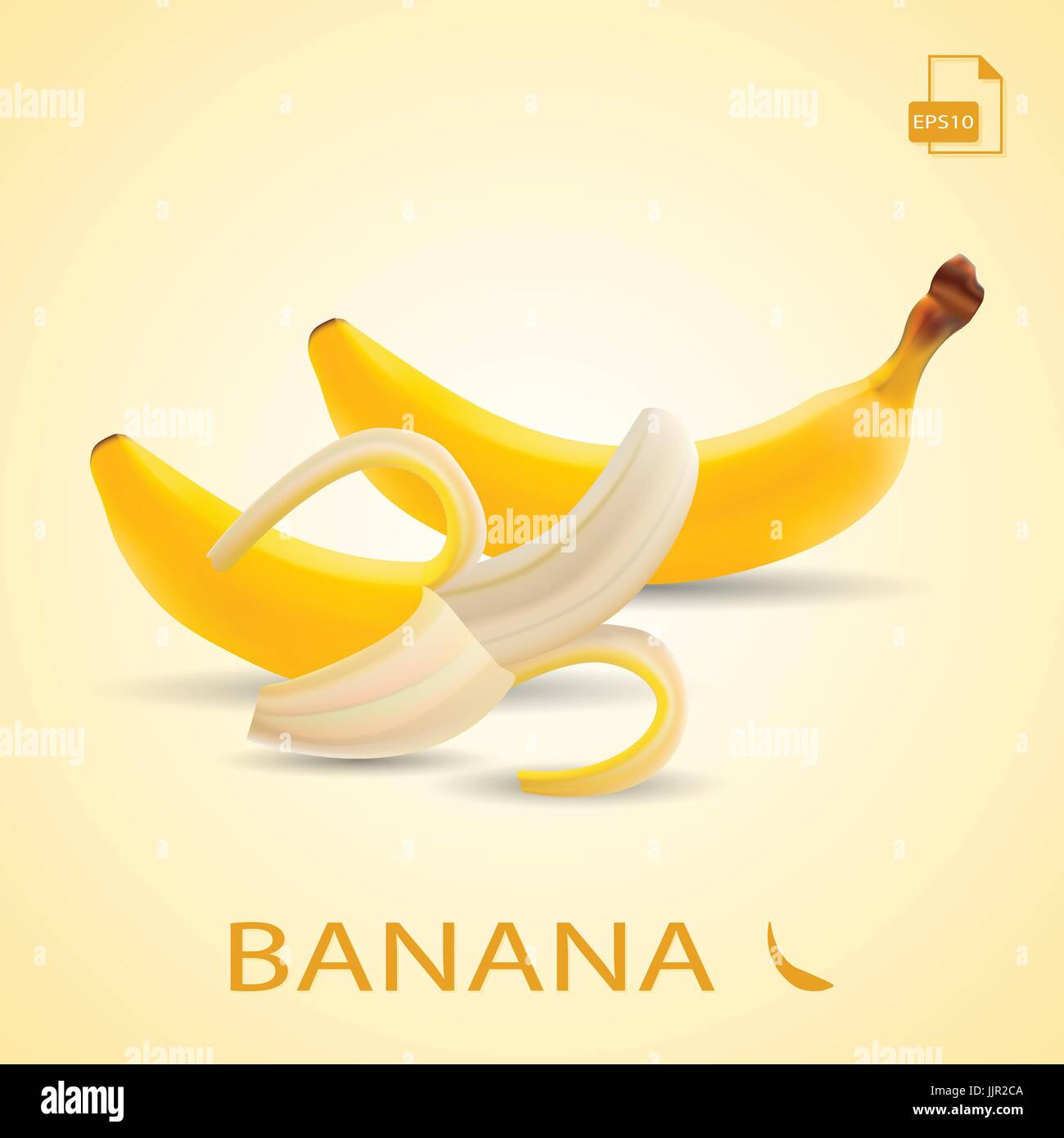 Set Of Two Fresh Bananas Isolated On A Background. Stock Vector