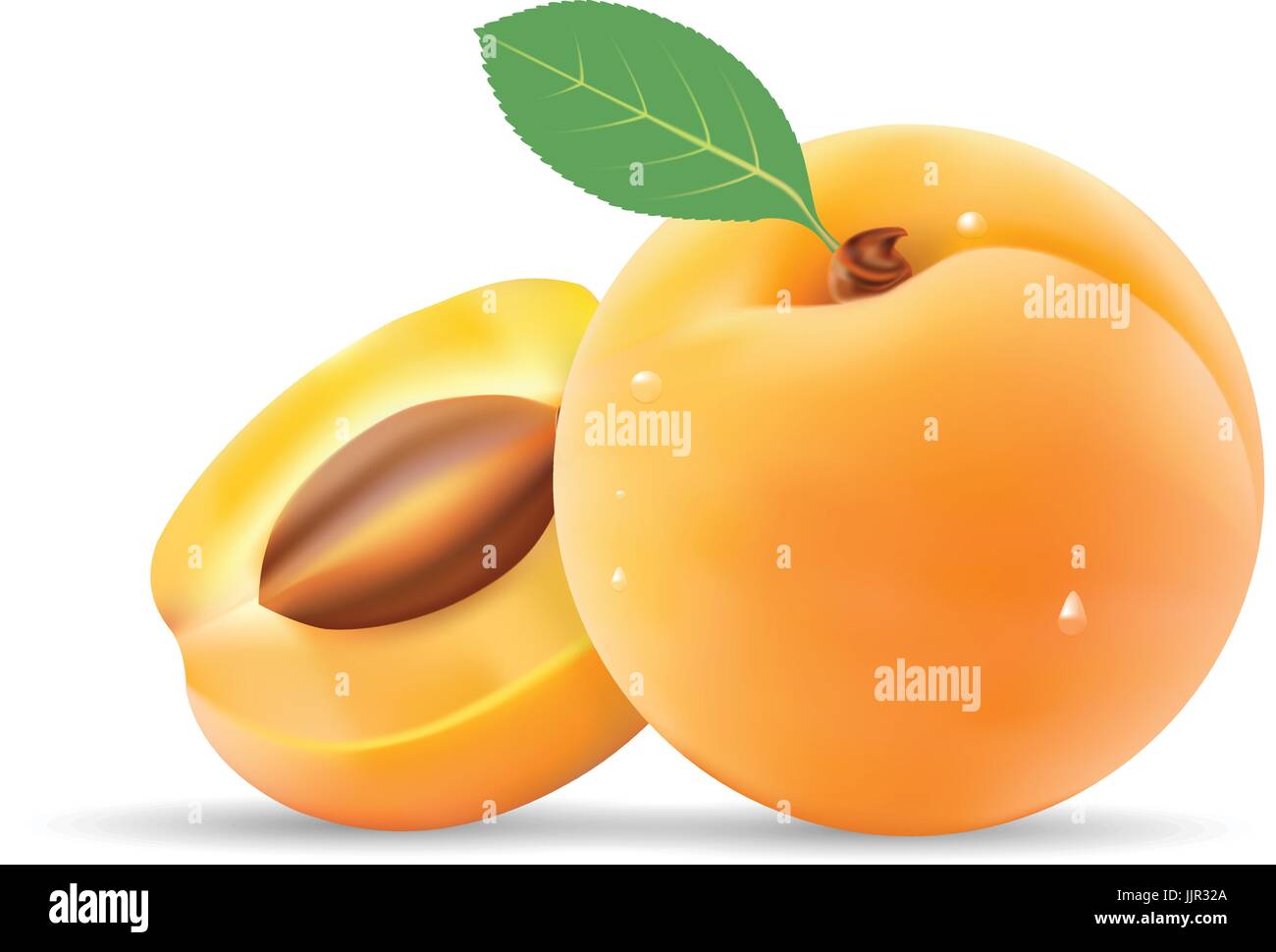 Group Of Ripe Sliced Apricot With Leaves Isolated On A White Background ...