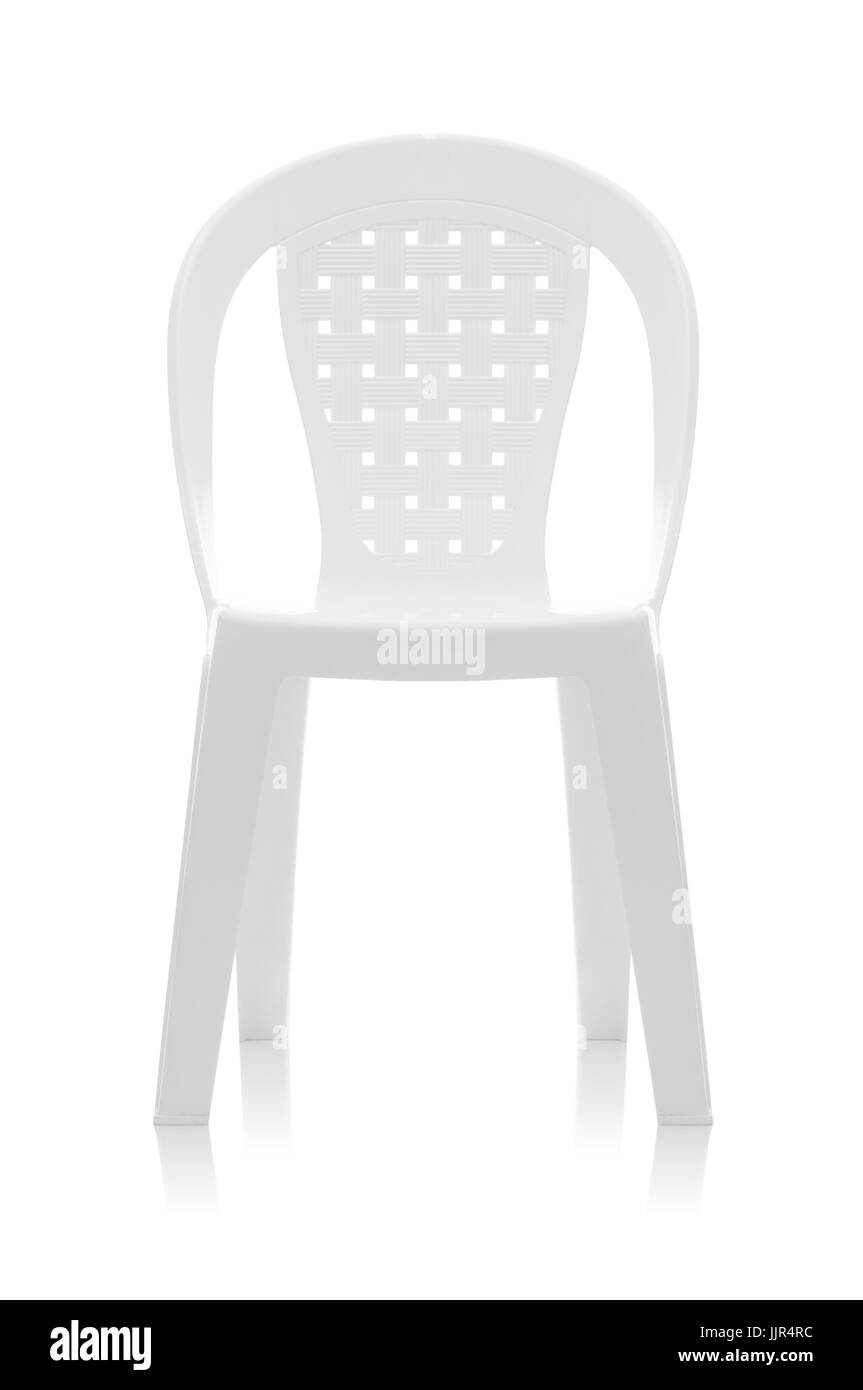 A White Plastic Chair Isolated on White Background Stock Photo