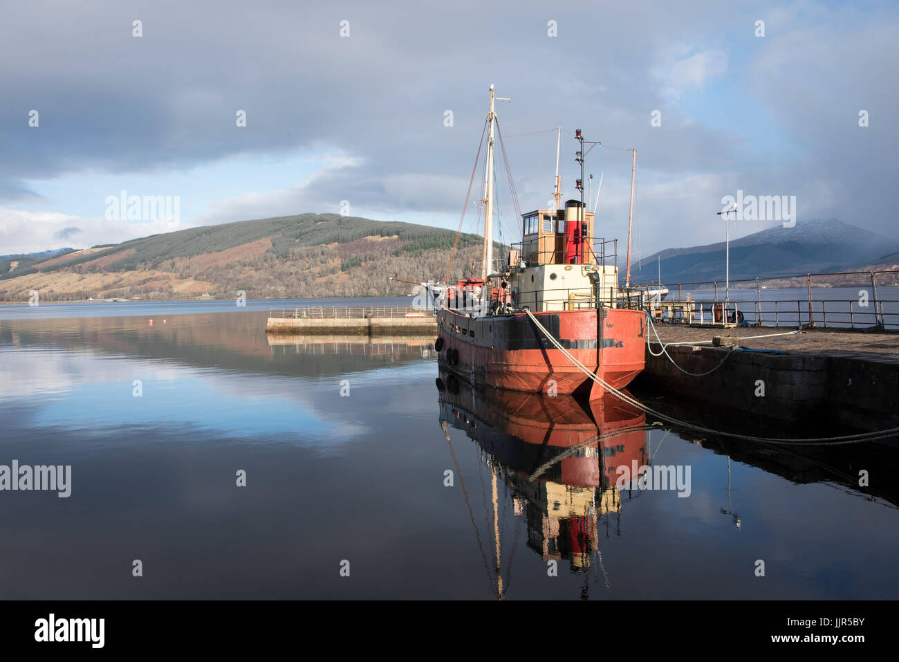 The Vital Spark, Clyde Puffer, moored at Inveraray Pier. Argyll. Stock Photo