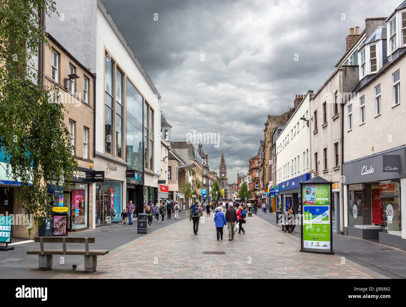 Shops on the High Street in the town centre, Perth, Scotland, UK Stock Photo