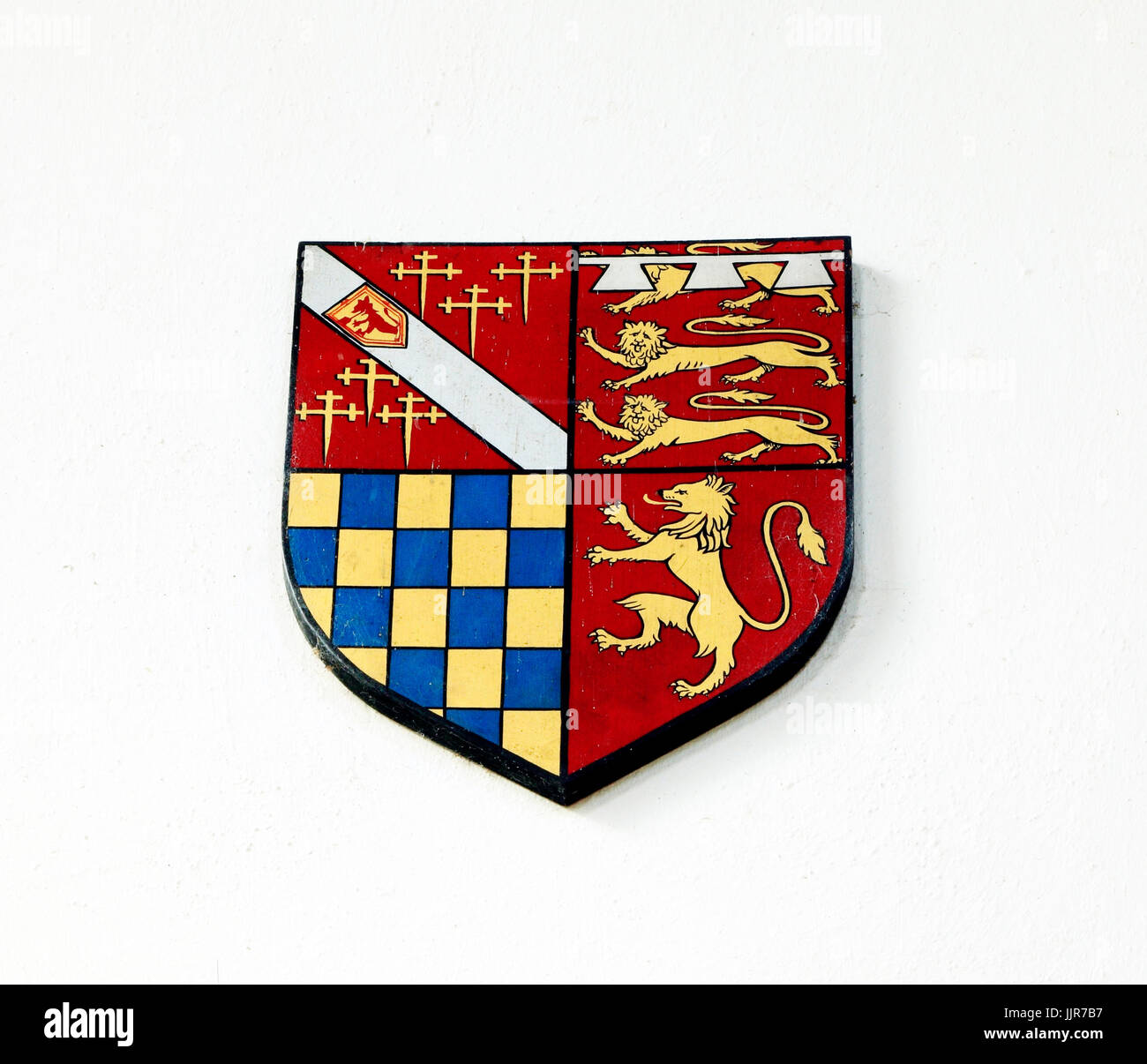 Shield, Coat of Arms, Duke of Norfolk, heraldry, heraldic, Flitcham, Norfolk, England, UK Stock Photo