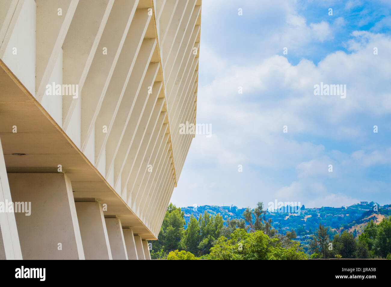 concrete Brutalist building in Los Angeles viewed from below Stock ...