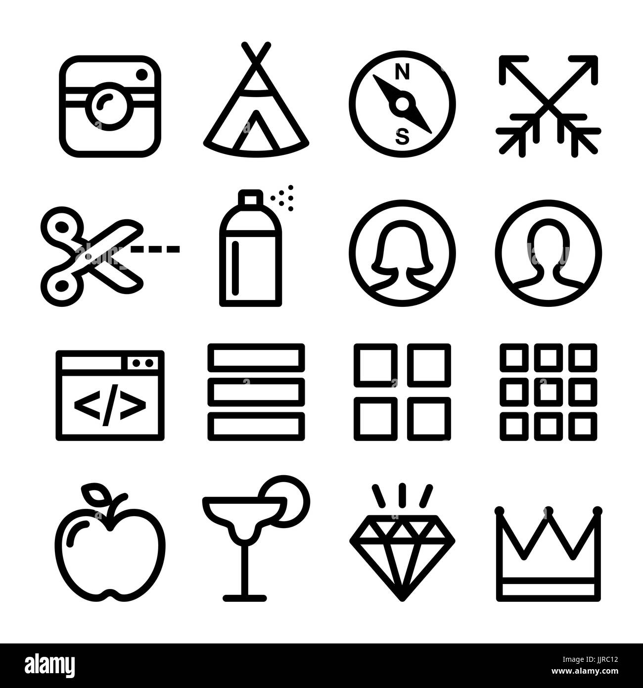  line icons, site navigation flat design icon collection users