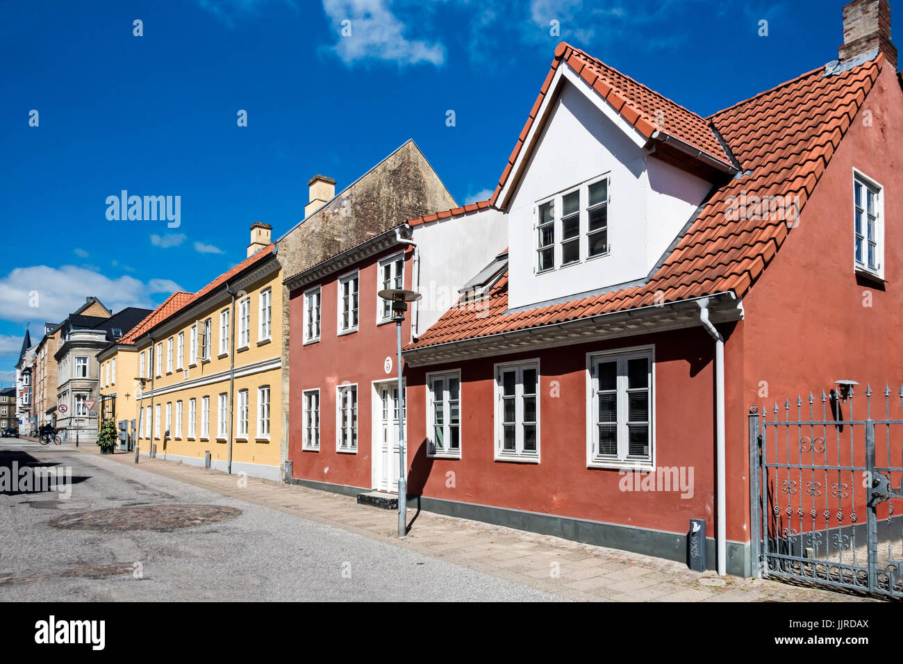 Restored houses in Langesgade in the old town of Jutland