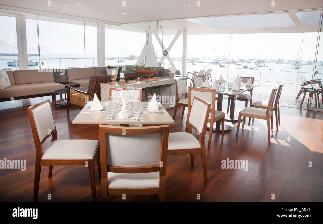 Seaside Restaurant in Lima, Gastronomic capital of South America. The Restaurant is located at exclusive neignborhood of La Punta Stock Photo