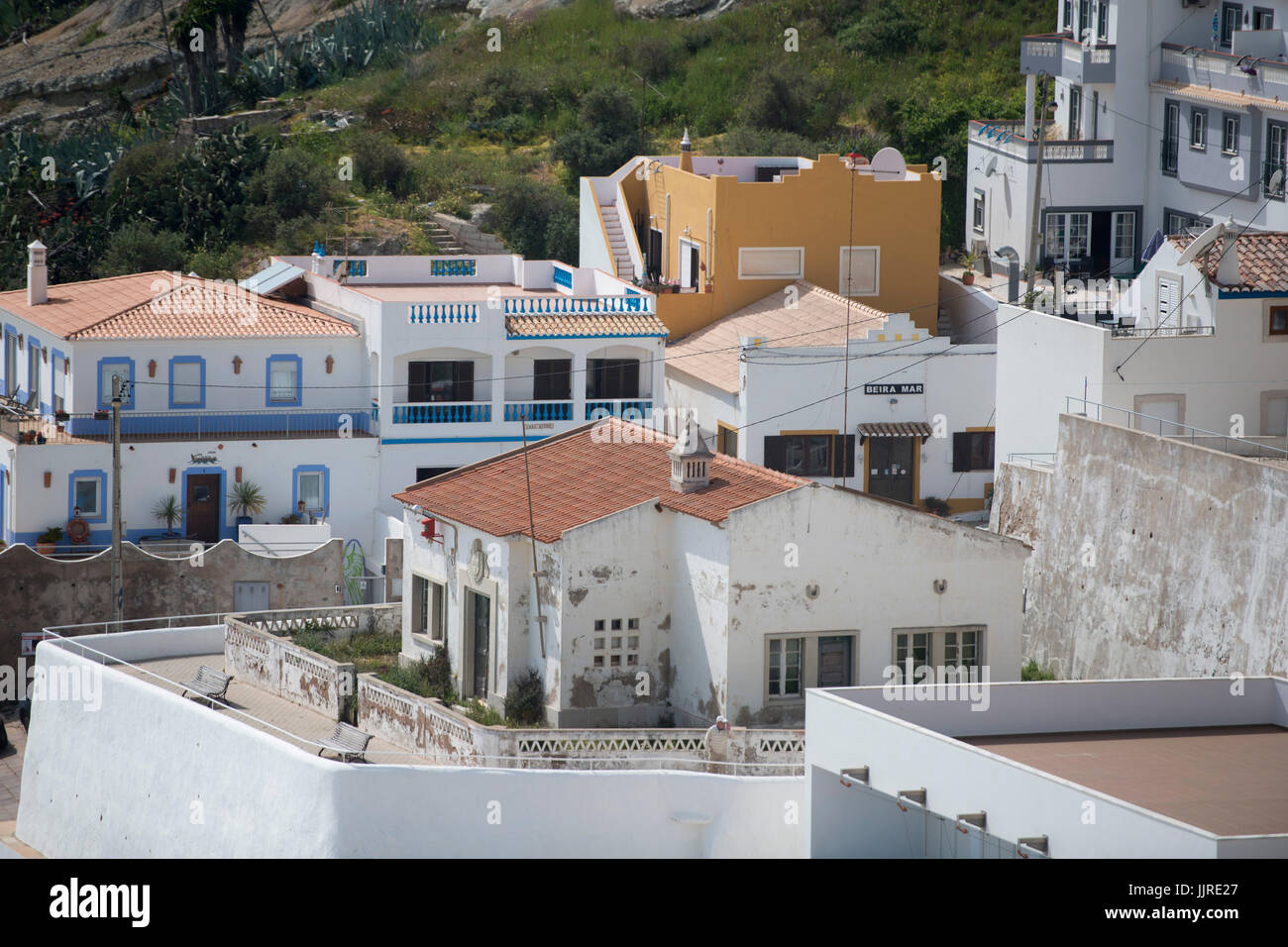 the village of Burgau at the Algarve of Portugal in Europe Stock Photo