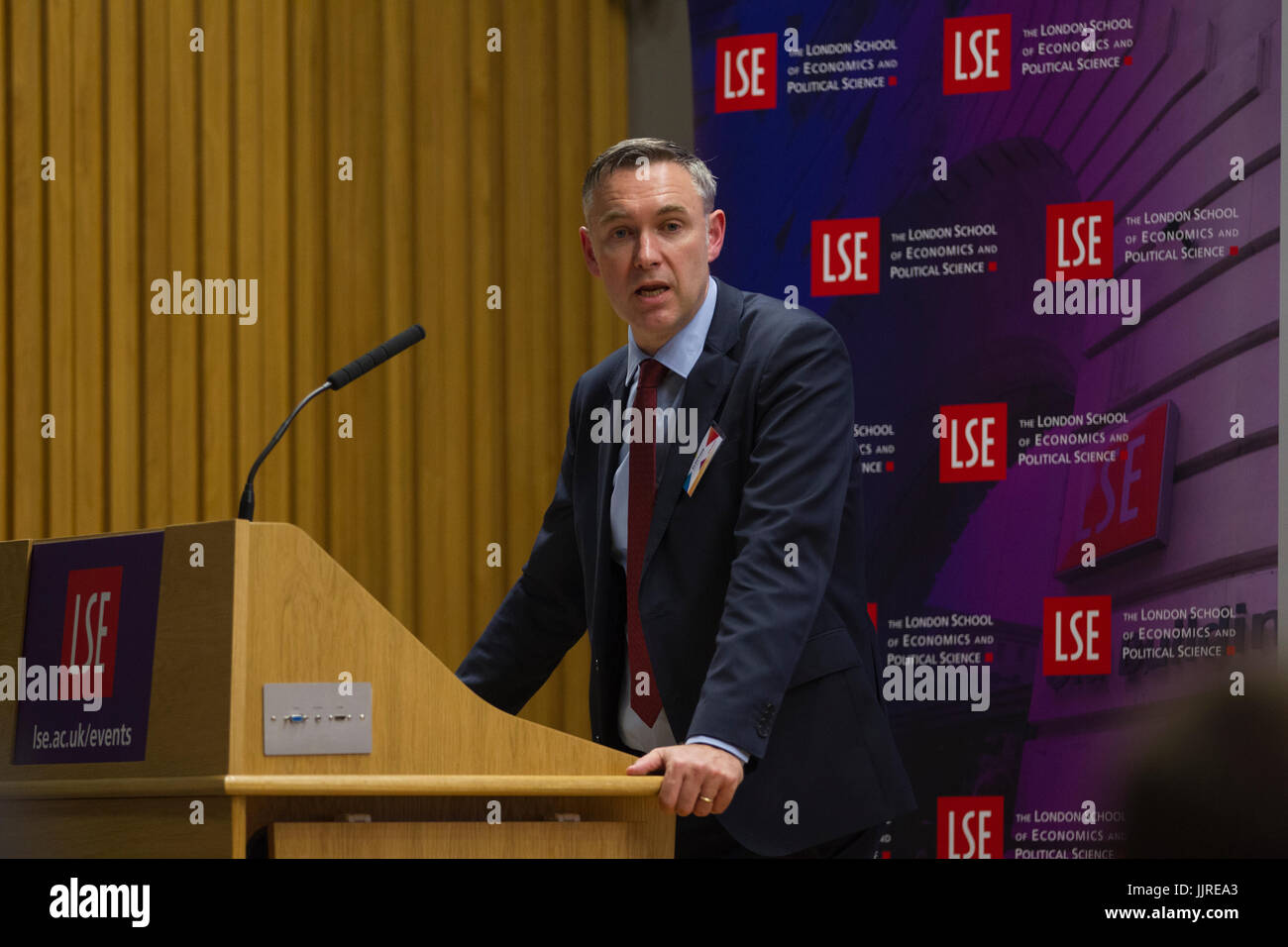 Professor Simon Hix speaking at The London School Of Economics - Economics & Political Economy, Election Night Party 2017, London, England, UK Stock Photo