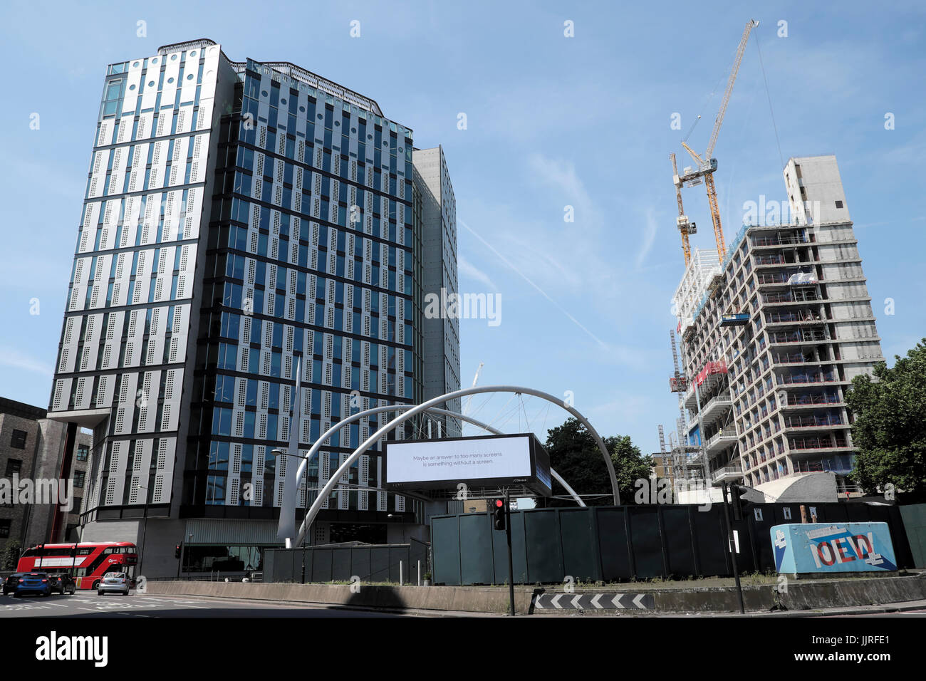 White Collar Factory and The Bower new office buildings designed by AHMM at Old Street Roundabout in Shoreditch East London EC1Y UK  KATHY DEWITT Stock Photo