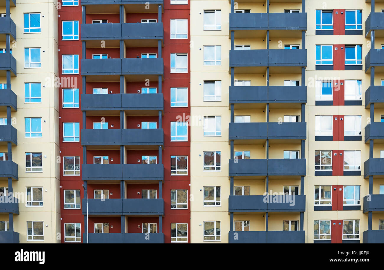 Portrait of apartment building with balconies Stock Photo - Alamy