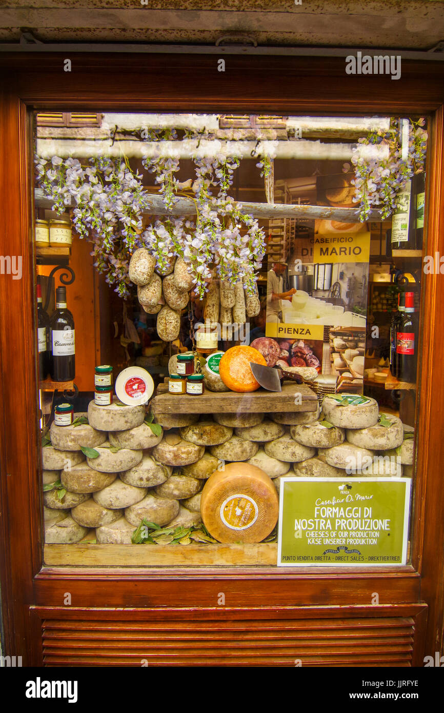 Pecorino cheese store in Pienza, Tuscany, Italy Stock Photo Alamy