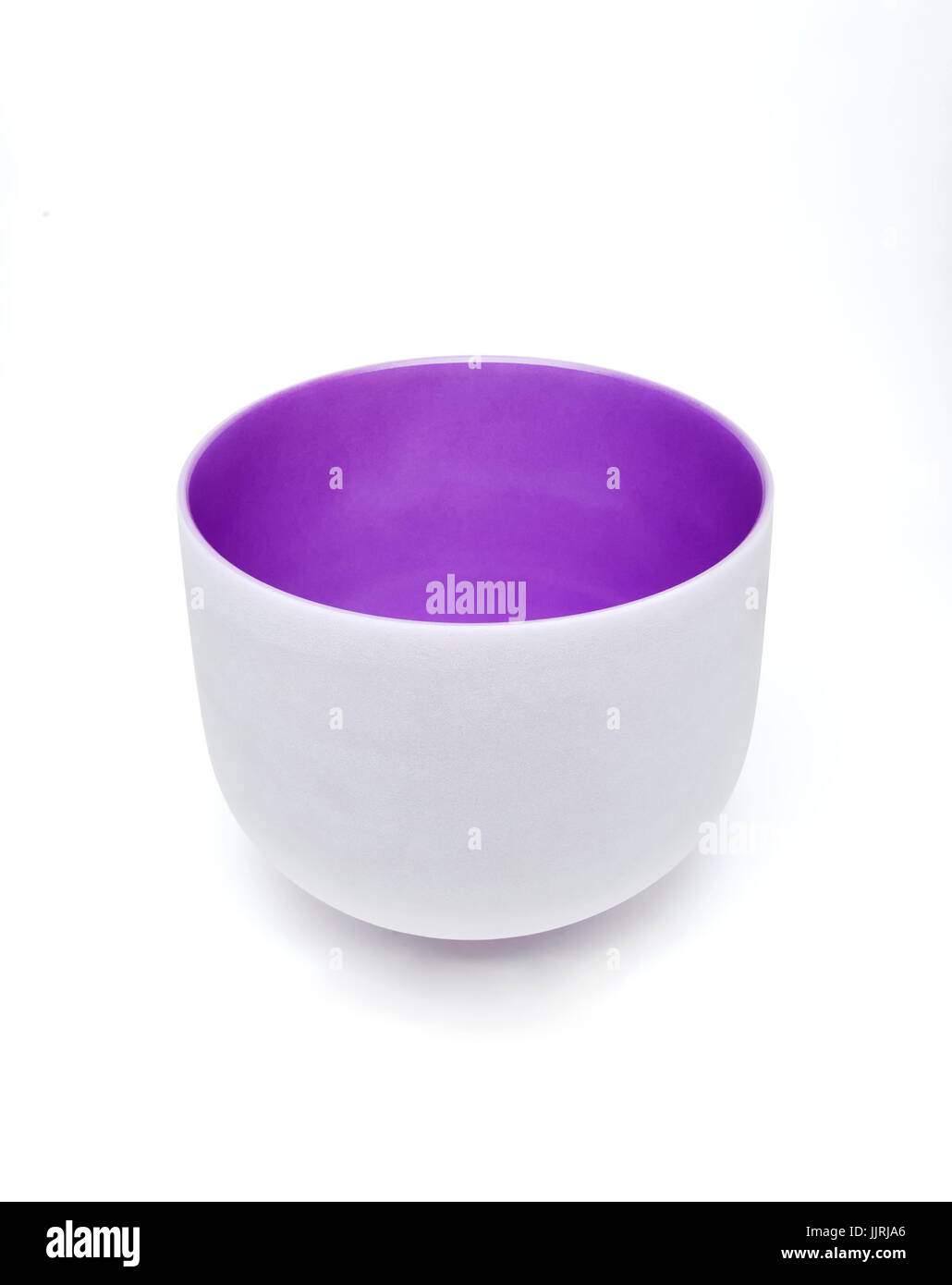 purple and white bowl on white background Stock Photo
