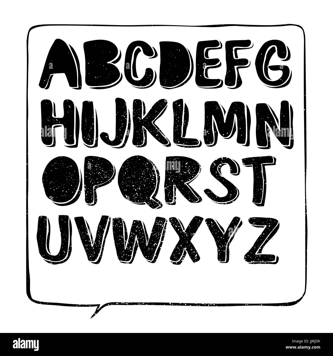 Hand drawn font with shadow. Vector Stock Vector
