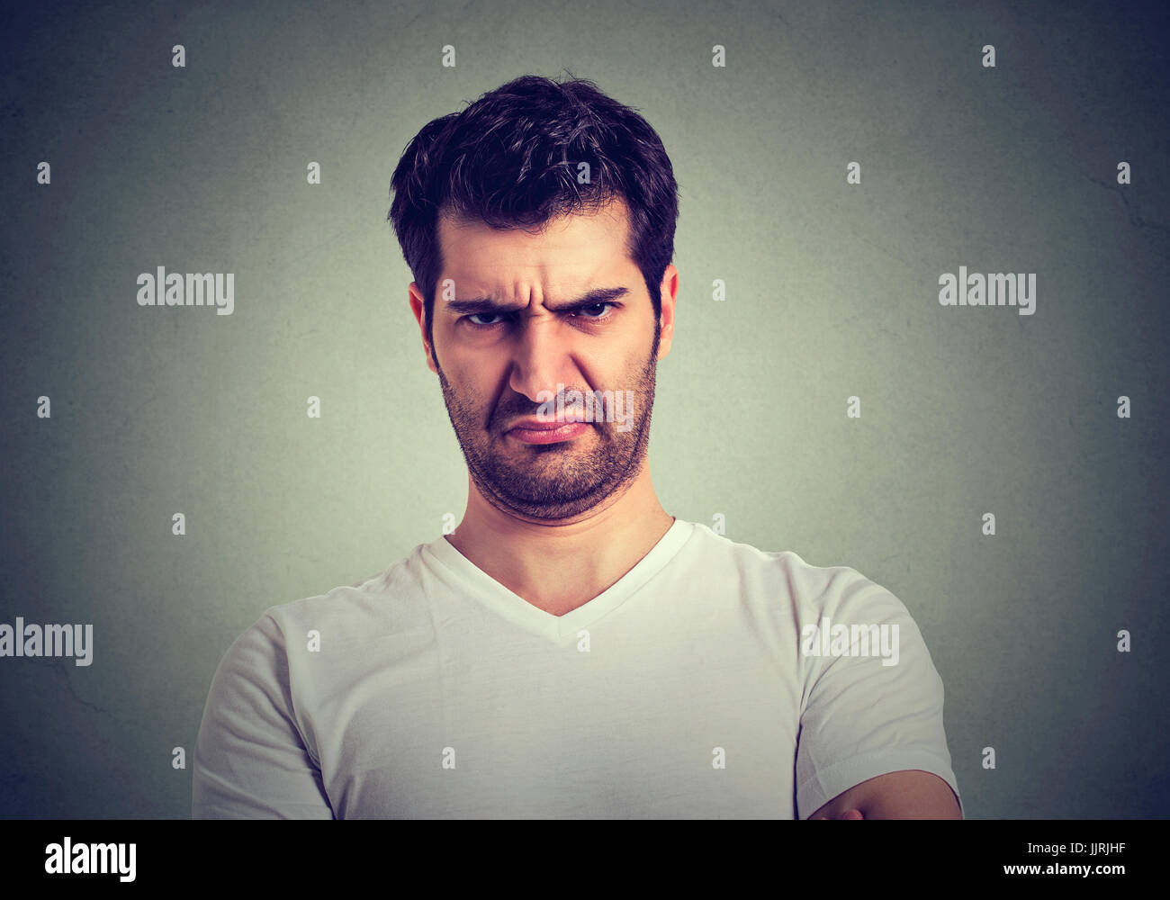 portrait of a disgusted young man Stock Photo