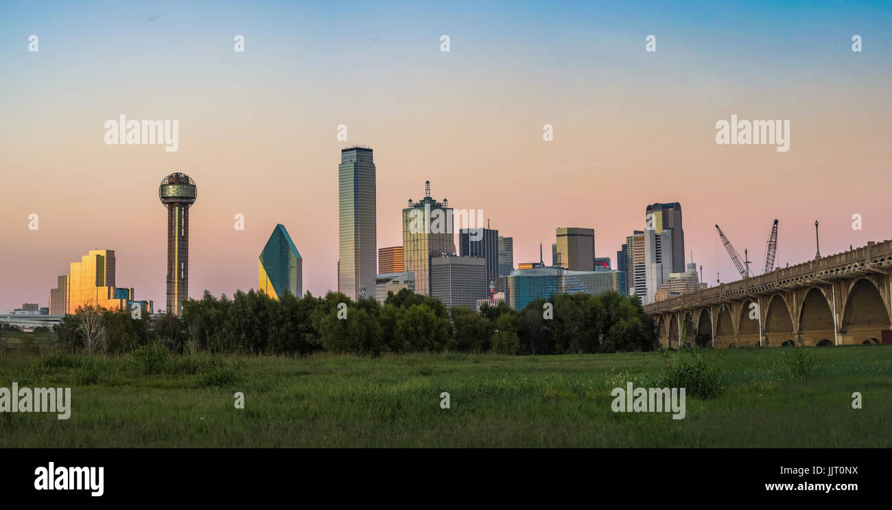 Dallas Skyline Sunset , Texas Stock Photo
