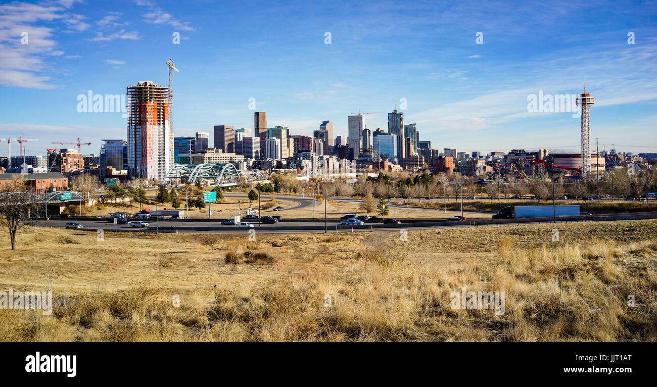 Denver Skyline Daytime, Colorado. Stock Photo