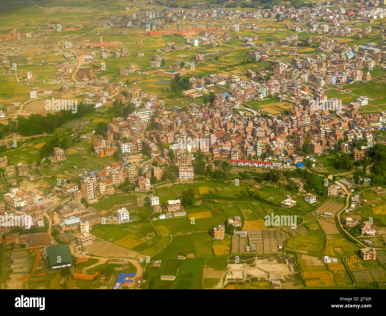 Aerial view of the city of Kathmandu in the Kathmandu Valley in Nepal