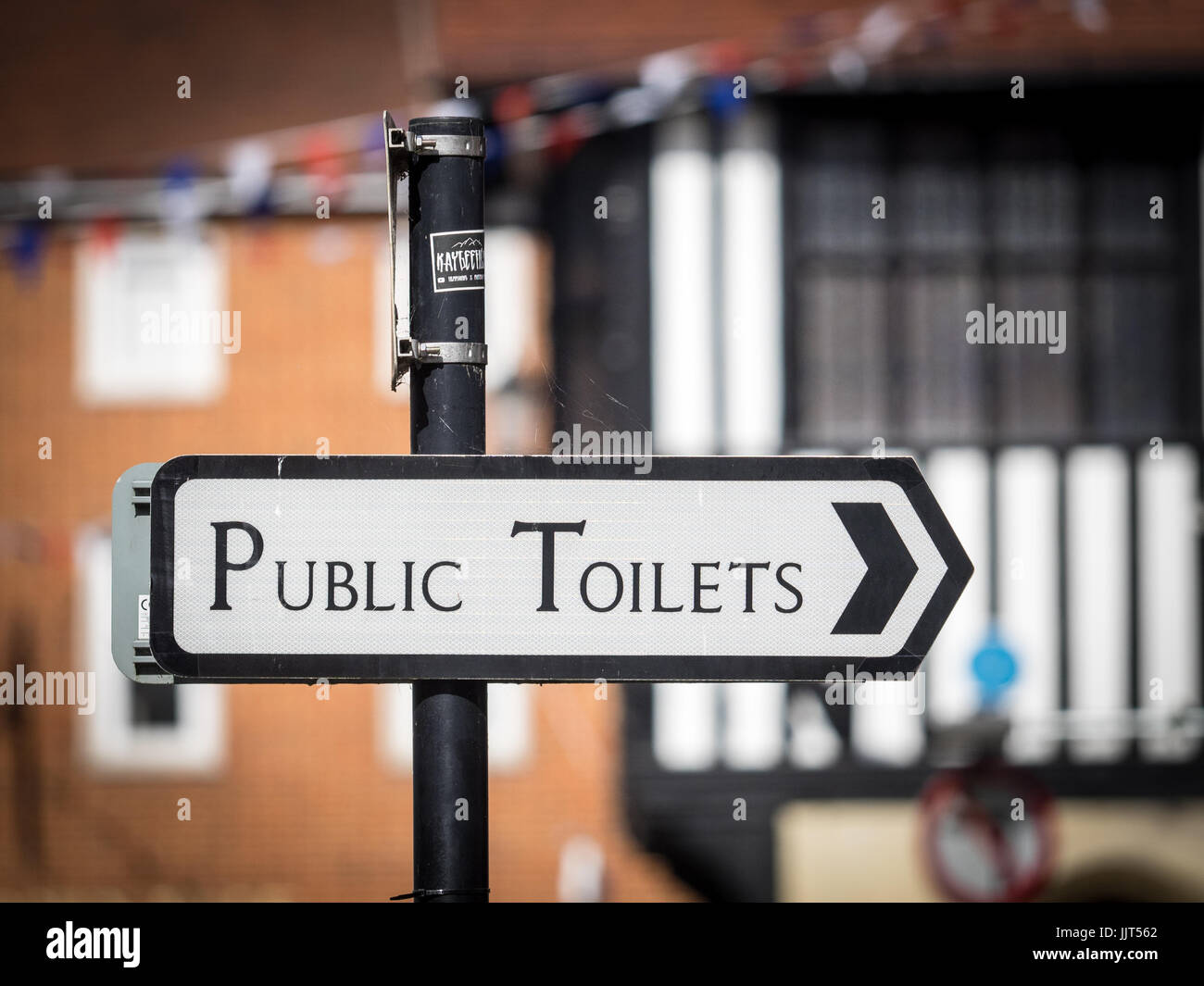Public Toilet sign in the North Essex town of Saffron Walden Stock Photo